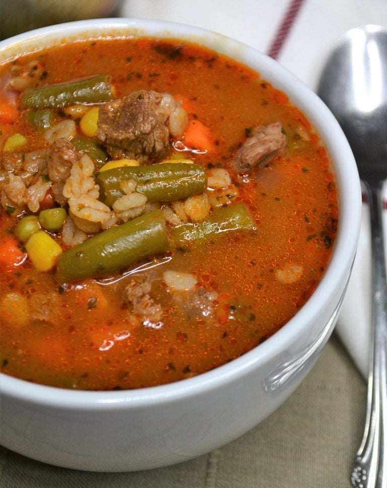 Old Fashioned Beef Vegetable Soup with Barley - Jersey Girl Cooks