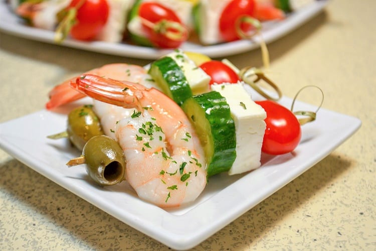 Greek Shrimp Skewers Greek Appetizer Shrimp recipe on a plate