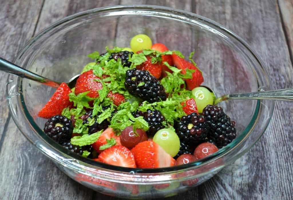 fruit with chopped mint