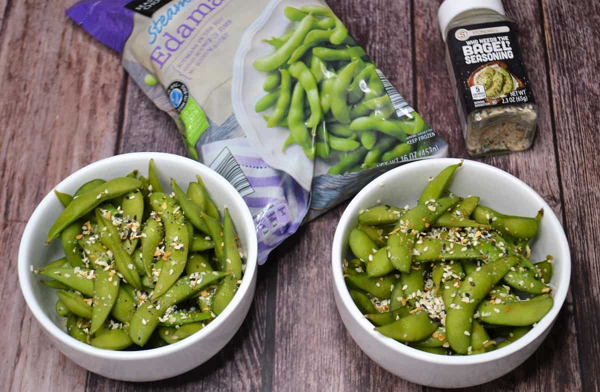 Steamed Edamame with Everything Bagel Seasoning Jersey Girl Cooks