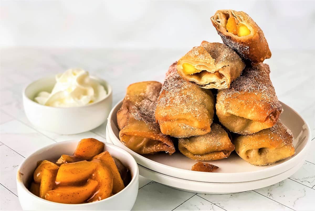 Peach Cobbler Egg Rolls Jersey Girl Cooks