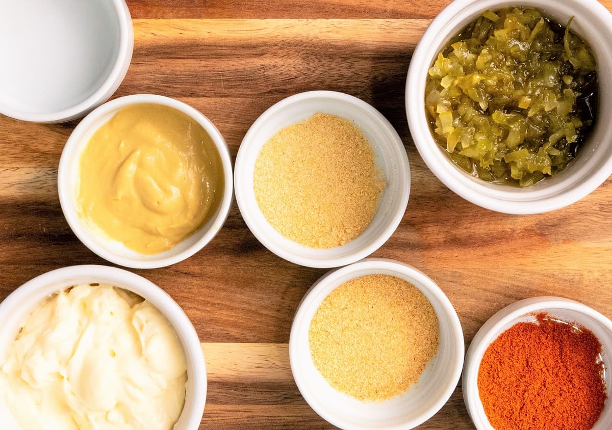 Ingredients needed for homemade big mac sauce. 