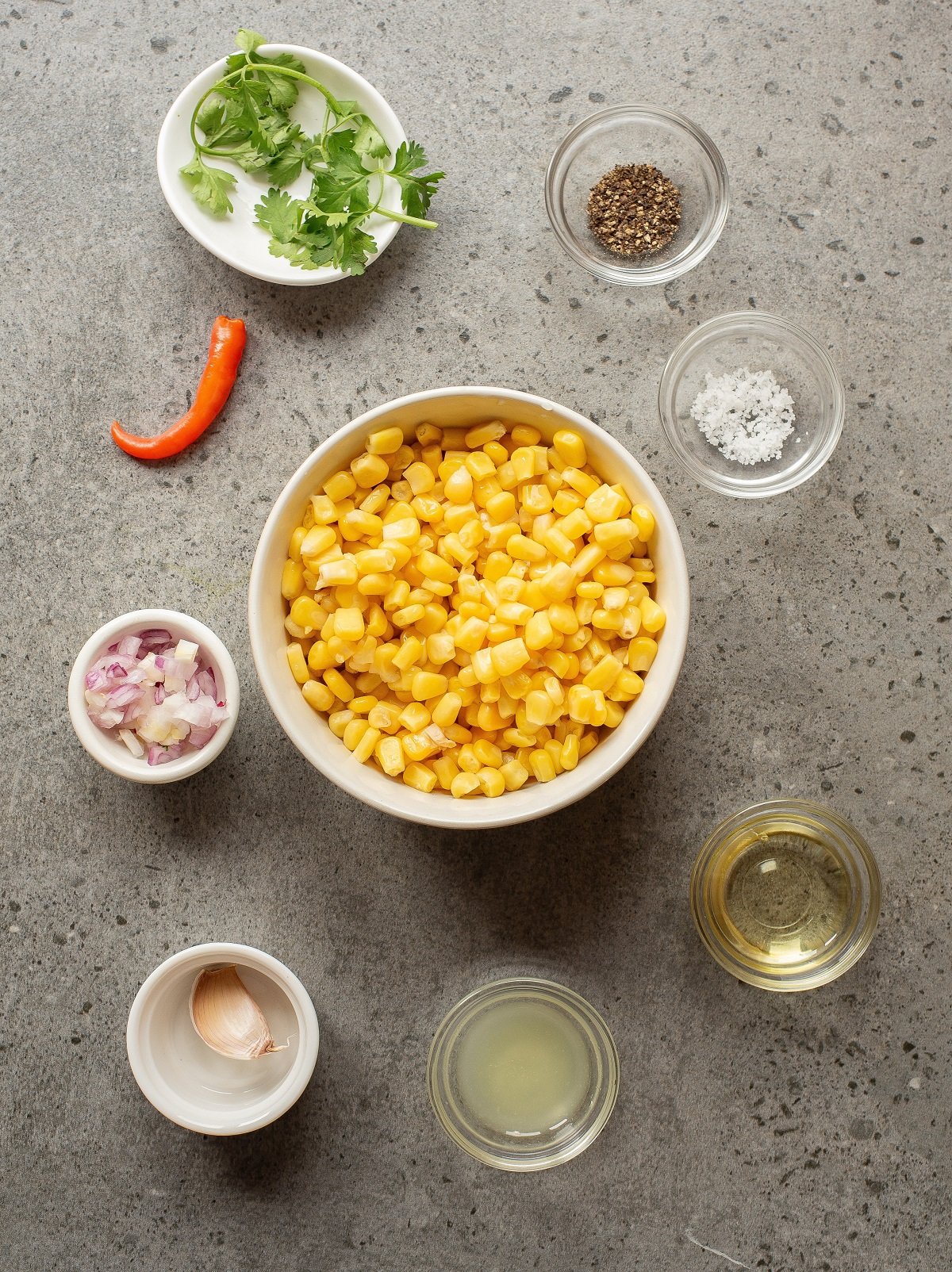 Ingredients needed for pan roasted corn. 