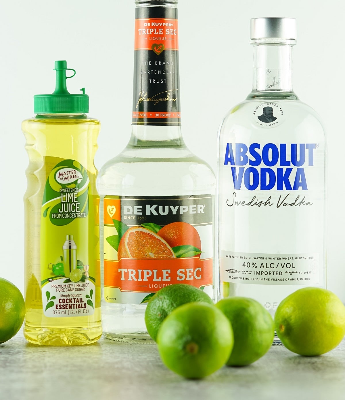 Ingredients for how to make kamikaze shots. 