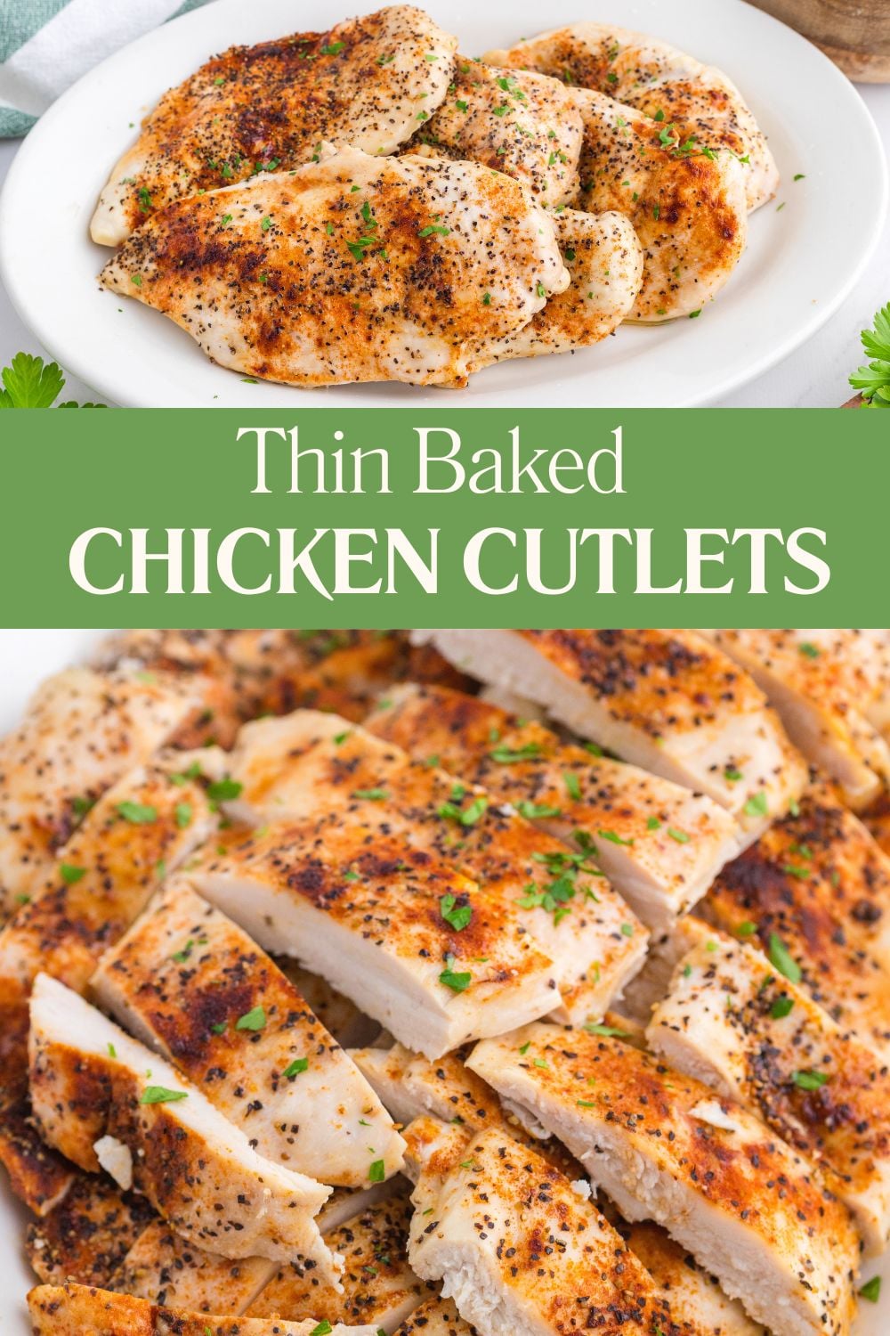 Slices of perfectly cooked chicken breast that were just cooked.