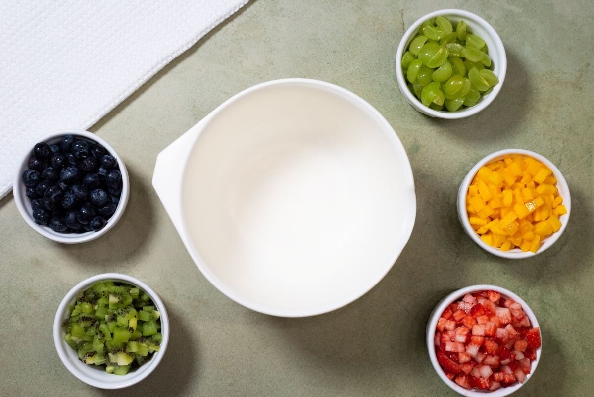 Ingredients needed for homemade fruit salsa.