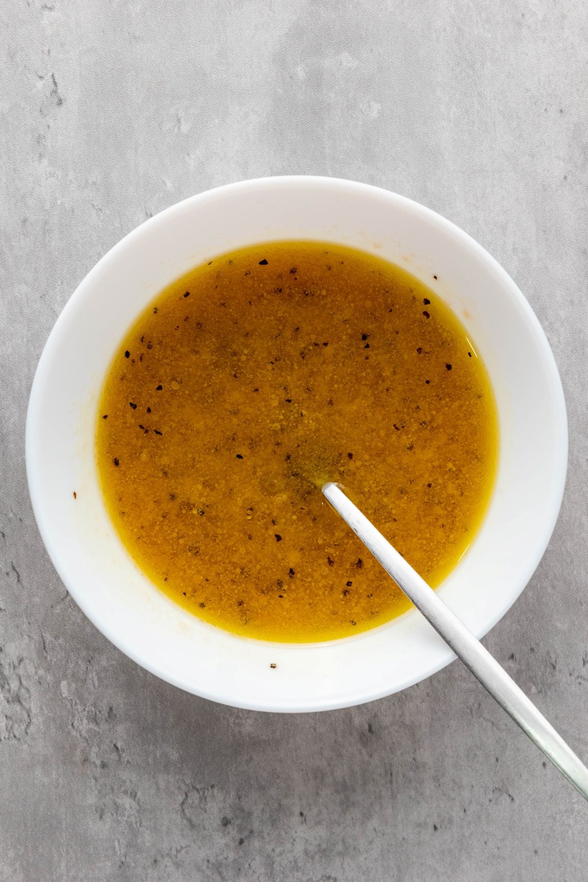 Homemade dressing for panzanella salad.
